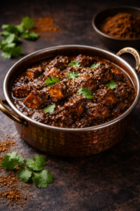 Diced pork cooked in dark roasted spices and finished with ground coconut