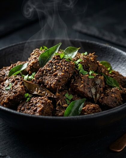 Beef cooked down till its dry, with cumin and crusted pepper added