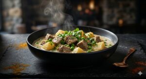 Mild spice with coconut sauce, and added on with coriander, potatoes and peas