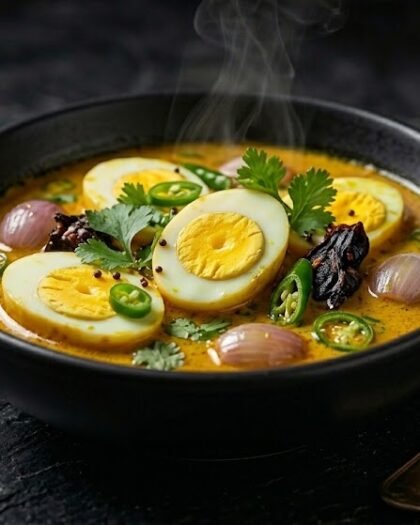 Ceylon spiced shallot, green chillies, goraka cooked with coconut milk